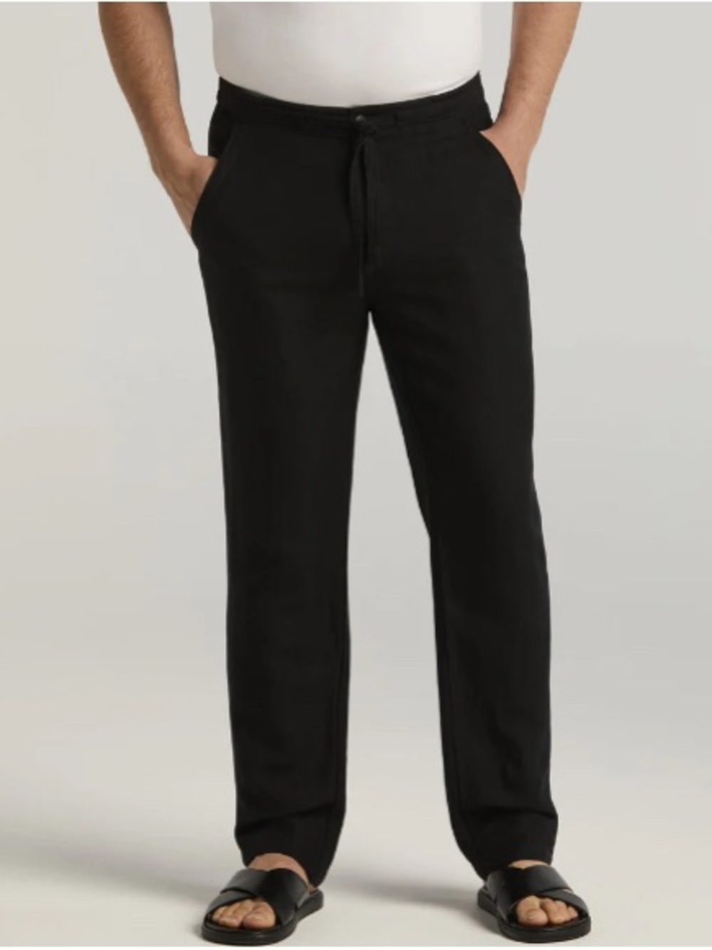 Cubavera Men’s Black LINEN BLEND CORE DRAWSTRING PANTS Size Medium